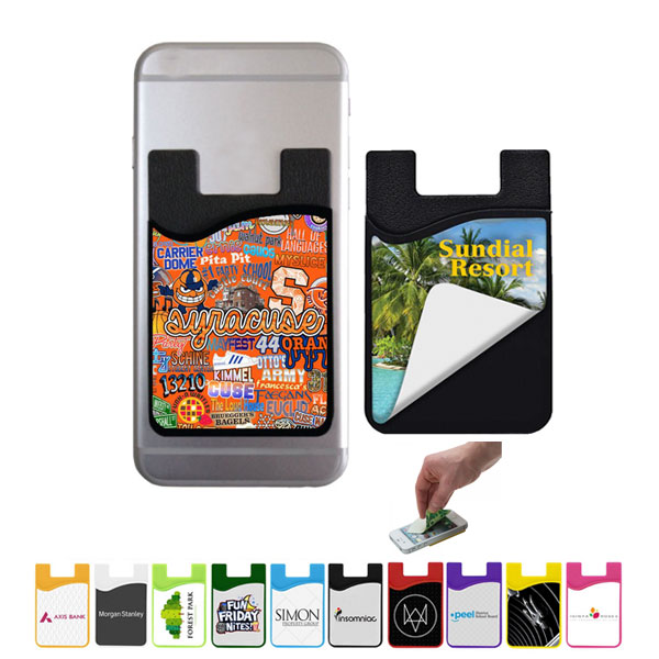 Silicone phone wallet with screen cleaner