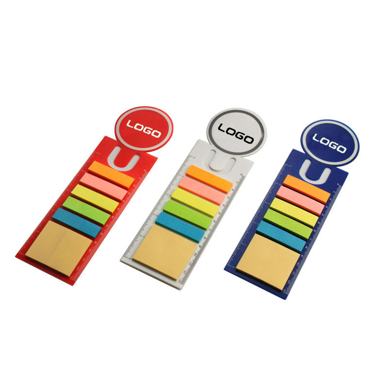 Bookmark with sticky notes and ruler