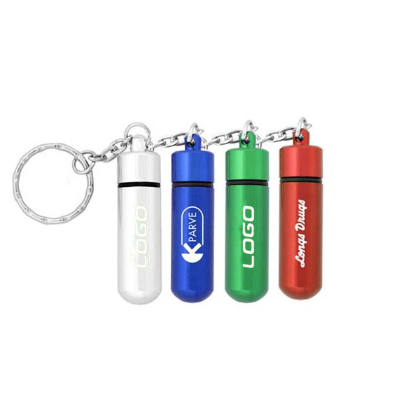 Anodized pill holder keychain