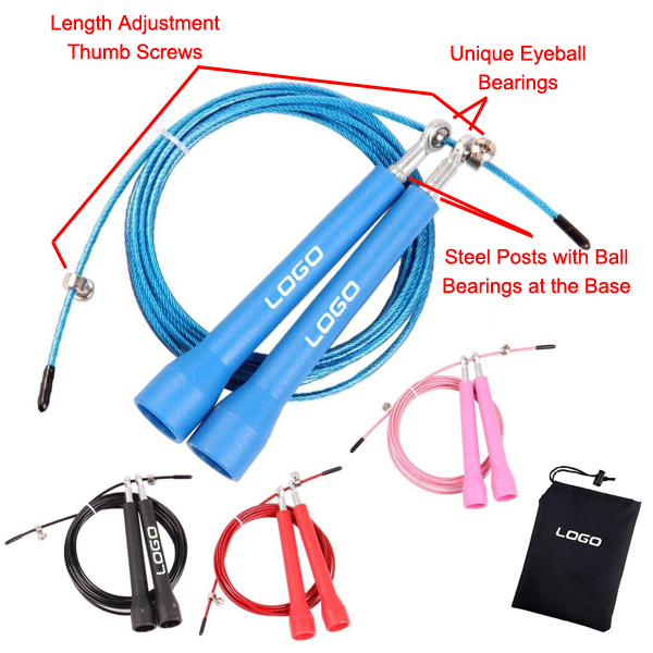 Speed jump rope with double ball bearings