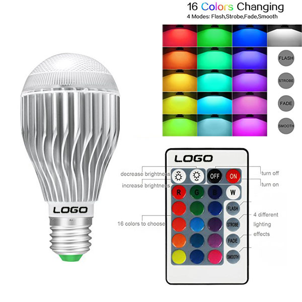  E26 Base 16 Colors Changing 9W RGB LED Light Bulb for Decoration