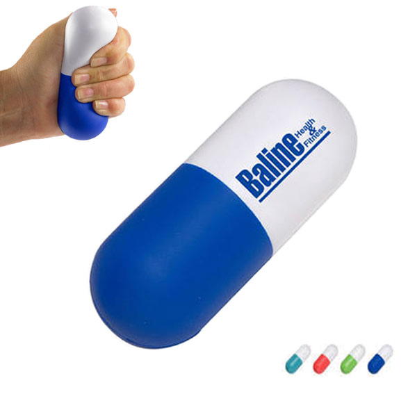 Pill shaped stress reliever 